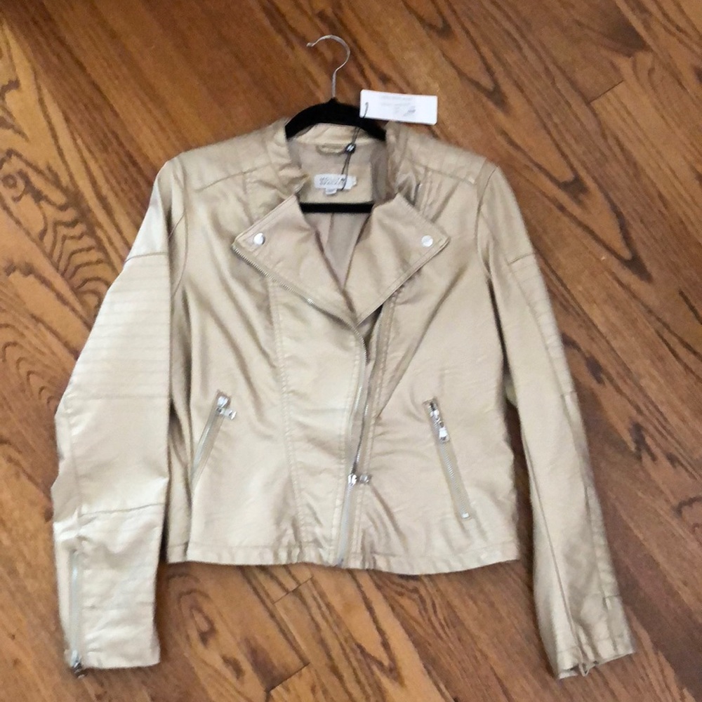Molly Bracken Moto style faux gold metallic leather jacket